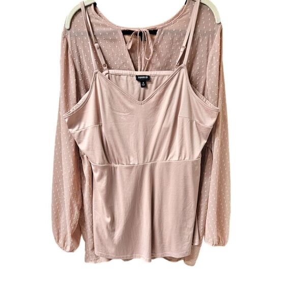 NWOT TORRID BLUSH Clip Dot Babydoll With Removable Cami - Picture 8 of 16